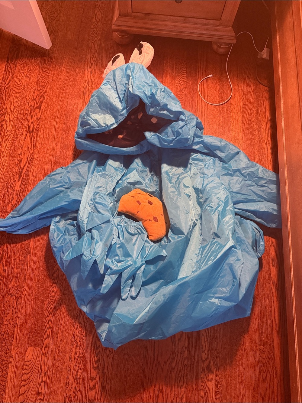 Kids Waterproof Blue Hooded Rain Jacket with Cookie Patch